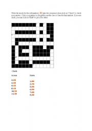 English Worksheet: crossword