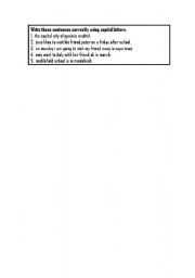 English Worksheet: Capital letters