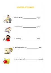 English Worksheet: ADVERBS OF MANNER