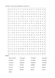English Worksheet: countries word search