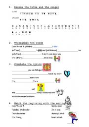 English Worksheet: Friday Im in Love - Song from The Cure