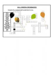 English worksheet: Halloween Crossword