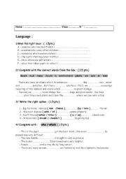 English worksheet: test