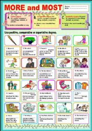 English Worksheet: More and Most