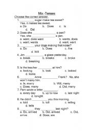 English worksheet: Mix-Tenses 