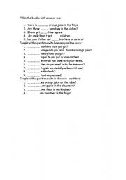 English worksheet: some or any 