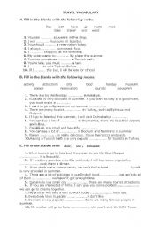 English worksheet: travel vocabulary