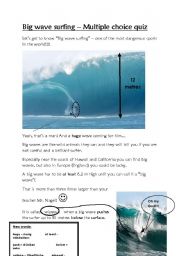 English Worksheet: Surf quiz - Reading comprehension - Exteme sports