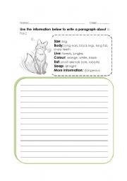 English Worksheet: describing an animal