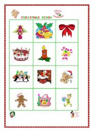 English Worksheet: CHRISTMAS BINGO ( PART  I)