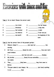 English Worksheet: Since and for