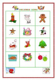 English Worksheet: CHRISTMAS BINGO III