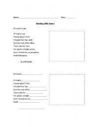 English worksheet: Working with poems