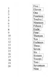 English worksheet: Numbers worksheet