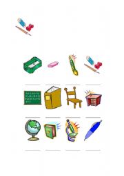 English worksheet: classroom objects