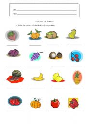 English Worksheet: Fruits and vegetables