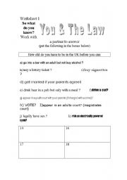 English Worksheet: You and The Law
