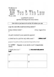 English worksheet: You and The Law