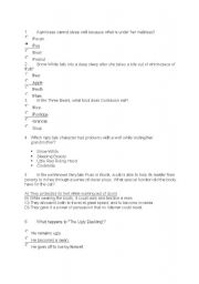English Worksheet: Fairy tale quiz