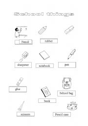 English worksheet: school object