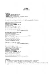 English worksheet: Let it be (lyrics with exercises)