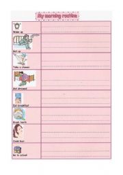 English Worksheet: Morning Routine -  Writing and Reading 