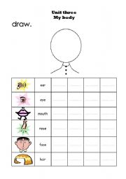 English worksheet: Re write the parts of the head