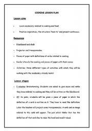 English worksheet: Cooking Lesson Plan