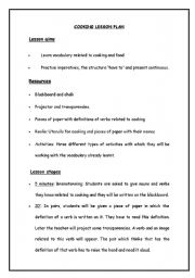 English Worksheet: Cooking Lesson Plan