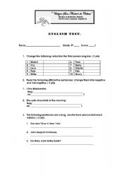 English worksheet: Simple Present test