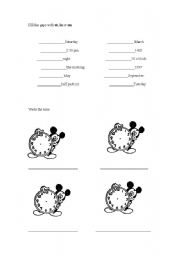 English worksheet: the time and prepositions of time
