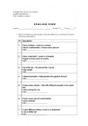 English worksheet: Jobs and Professions