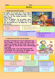 English Worksheet: READING SHORT TEXT