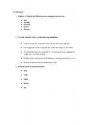 English worksheet: Computer vocabulary