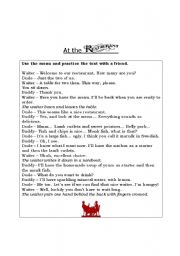 English Worksheet: At the restaurant