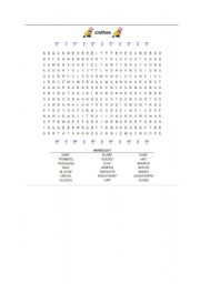 English Worksheet: clothes wordsearch