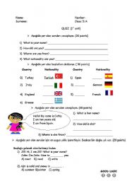 English Worksheet: 1st unit quiz