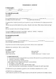 English Worksheet: possession/ genitive/ s