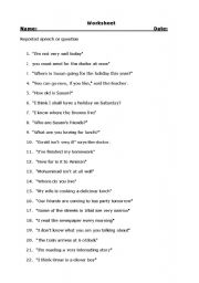 English Worksheet: Reported speech