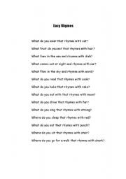 English Worksheet: Easy rhymes