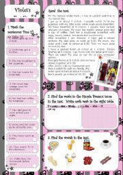 English Worksheet: Violets Routine