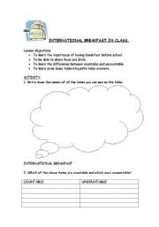 English Worksheet: International breakfast