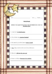 English Worksheet: Wh- questions