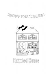 English worksheet: Haunted House coloring