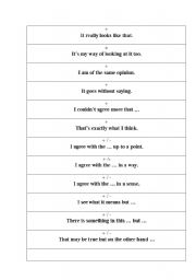 English worksheet: Agreement / Disagreement Cards