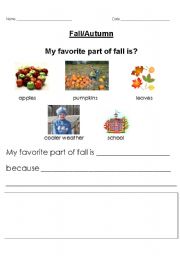English worksheet: fall/autumn writing worksheet