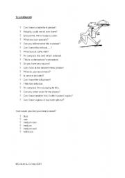 English Worksheet: In a restaurant - expressions
