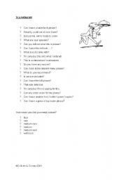 English Worksheet: In a restaurant - expressions
