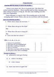 English Worksheet: Reading Comprehension and punctuation exercise
