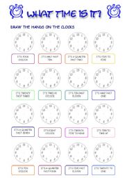 English Worksheet: What time is it?